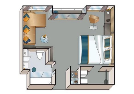 A plan view of the Harmony Voyages Silver Suite