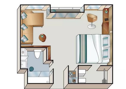A plan view of the Harmony Voyages Amadeus Star Suite