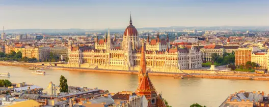 A view of the Hungarian Parliament Building, Budapest from across the River Danube
